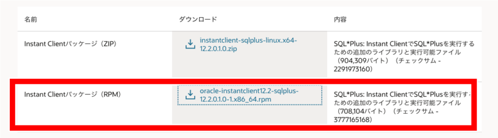 Oracleダウンロード資材２