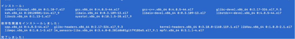 パッケージインストール結果