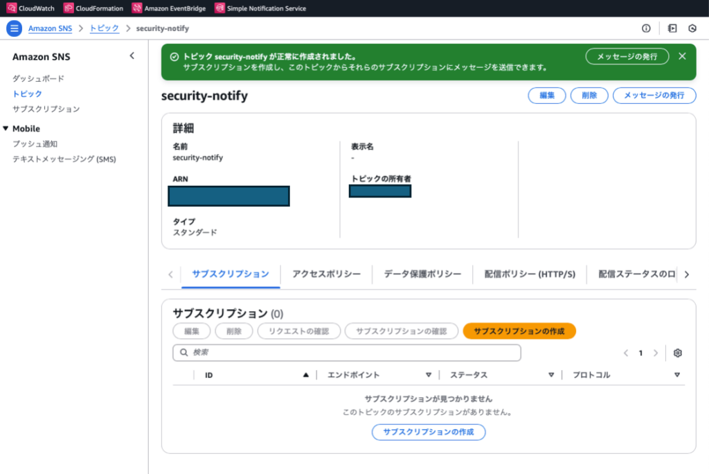 トピック作成完了画面