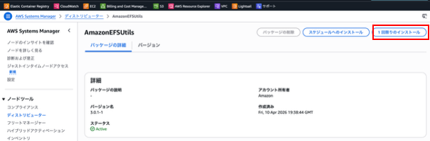 一回限りのインストール選択画面