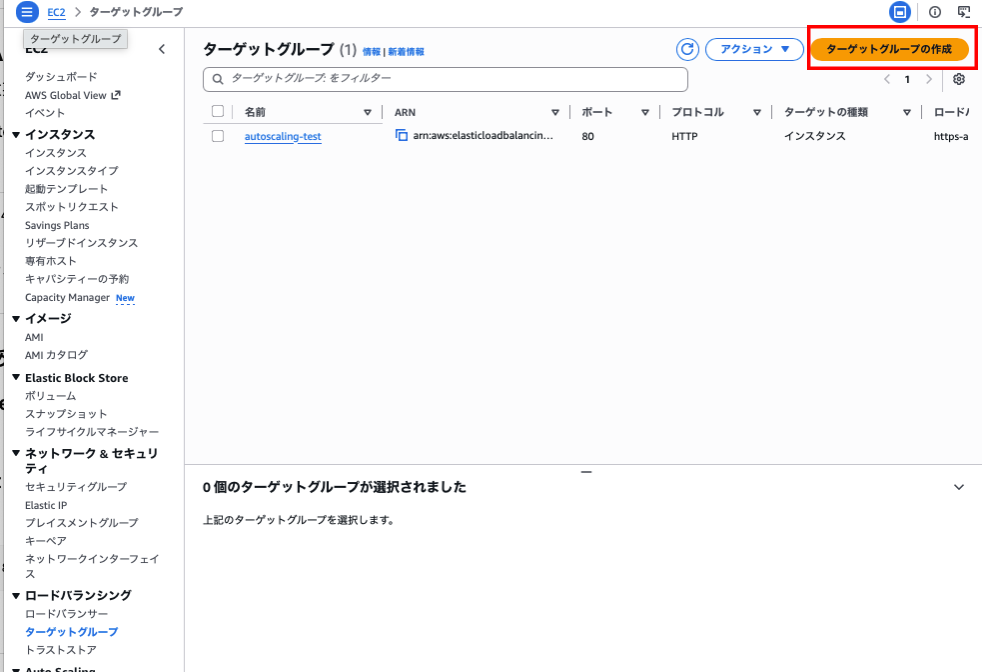 ターゲットグループ作成